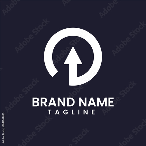 A sleek vector logo featuring a white upward arrow enclosed in a circular shape on a dark background. The design represents progress, innovation, and growth, making it ideal for technology, business.