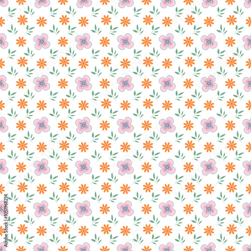 Wallpaper Mural Seamless floral pattern design with scattered mixed flowers. Torontodigital.ca