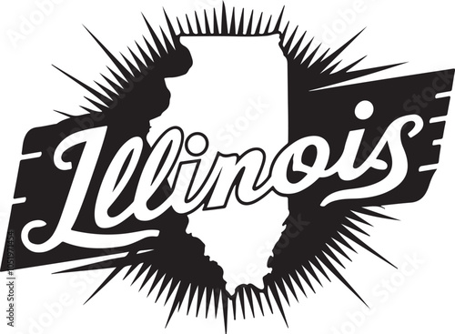 Illinois State Map Retro Typography Vector Graphic Vintage