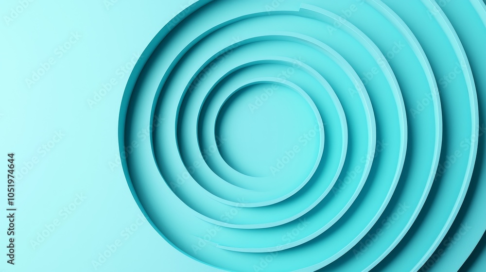 Fototapeta premium Exploring the harmony of circular patterns in soft turquoise tones for modern design inspirations