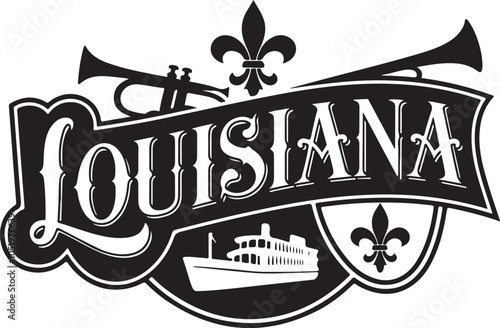Louisiana Retro Circle Sign Vector Illustration