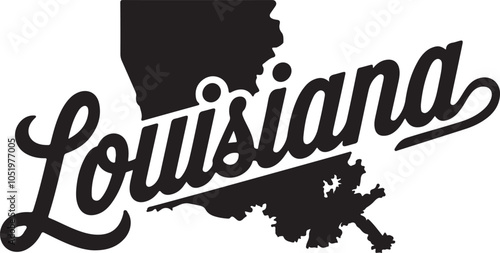 Louisiana State Shape Retro Typography Vector