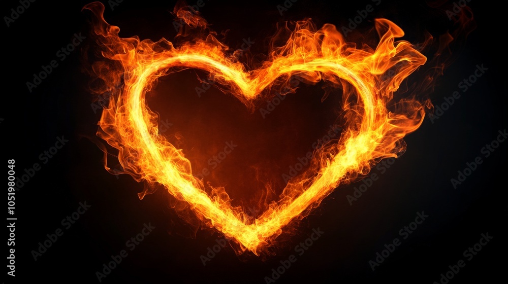 Fototapeta premium Heart shaped fire frame generative ai