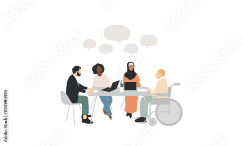 Office concept. Different people work together. Modern design.