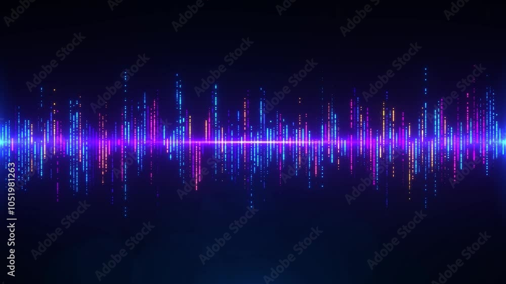abstract futuristic equalizer audio visualizer, colorful soundwave waveform animation, 4k loop