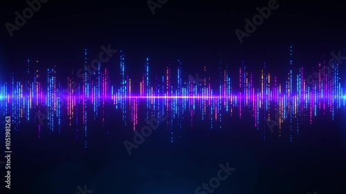 abstract futuristic equalizer audio visualizer, colorful soundwave waveform animation, 4k loop