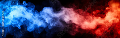 Red and blue smoke background banner. created with Generative AI technology