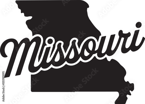 Missouri State Shape Retro Typography Vector