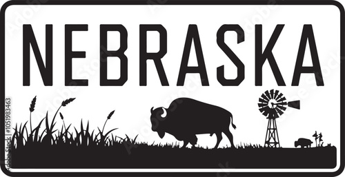 Nebraska Retro Typography Sign Vector