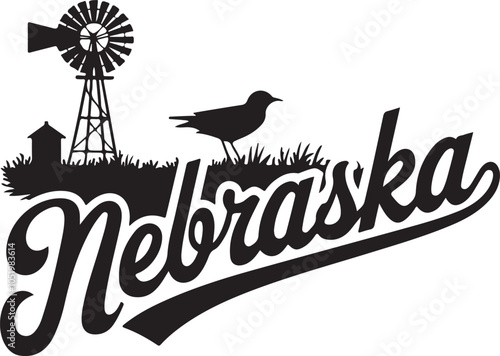 Nebraska Retro Typography Vector Graphic