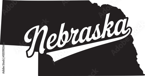 Nebraska State Shape Retro Typography Vector
