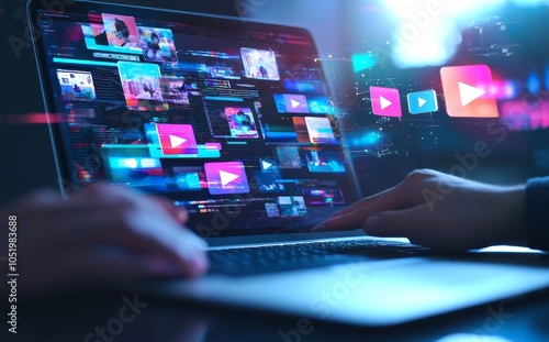 Businesses use video conferencing and tablets for digital marketing, creating content on social media, and connecting to the media using the Internet. photo