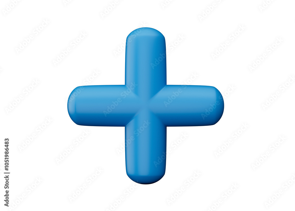 Obraz premium 3d Plus icon blue color isolated white background 3d illustration 
