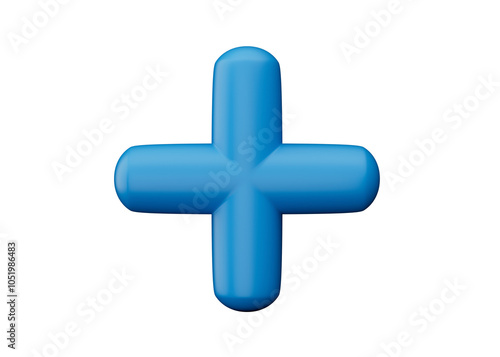 3d Plus icon blue color isolated white background 3d illustration
 photo