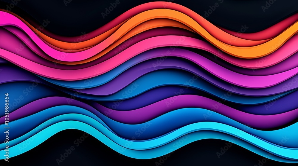Obraz premium Vibrant waves of color a stunning abstract design featuring flowing lines and dynamic patterns creating depth and movement