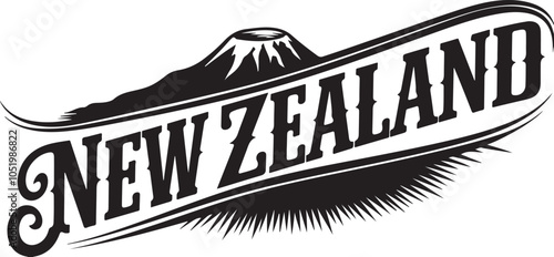 New Zealand Retro Typography Vector Graphic
