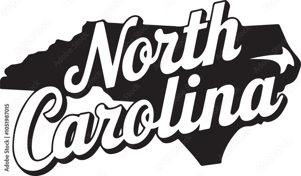 Obraz premium North Carolina State Shape Retro Typography Vector