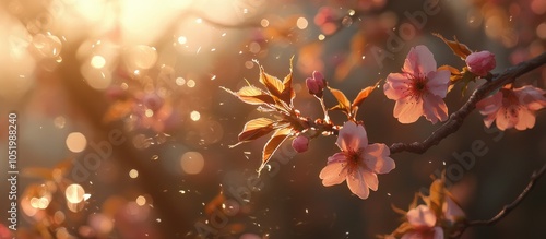 Sakuras Bloom Against A Blur Background photo