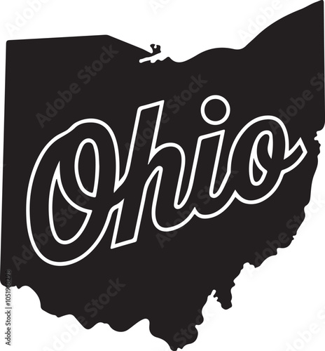Ohio State Shape Retro Typography Graphic