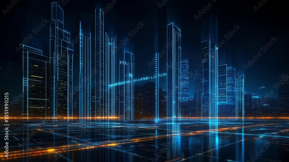 Intelligent infrastructure and connected buildings define the urban landscape. Intelligent infrastructure and connected buildings define the urban landscape.