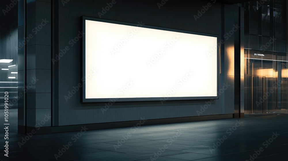 Empty advertising billboard or illuminated display case offering space for your text or media content in a retail environment focusing on sales commerce and marketing ideas Empty advertising billboard or illuminated display case offering space for your text or media content in a retail environment focusing on sales commerce and marketing ideas
