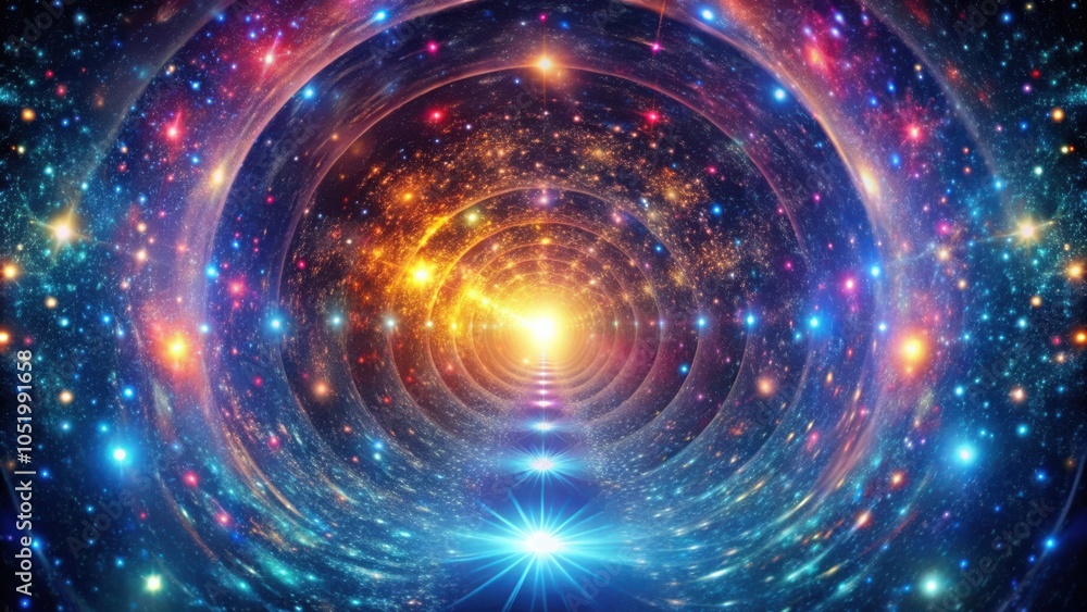 Obraz premium Enchanting Cosmic Tunnel of Vibrant Colors and Sparkling Stars Wonder Infinite Possibilities