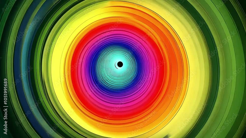 A vibrant, swirling pattern of concentric circles in a spectrum of ...