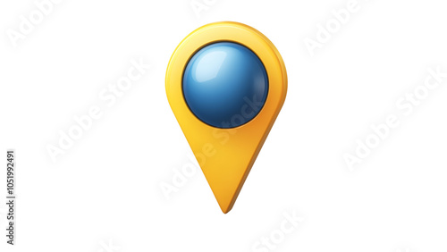 Yellow location marker with blue dot icon