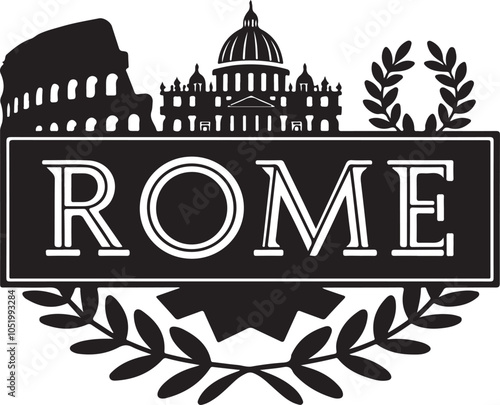 Rome Typography Sign Vector