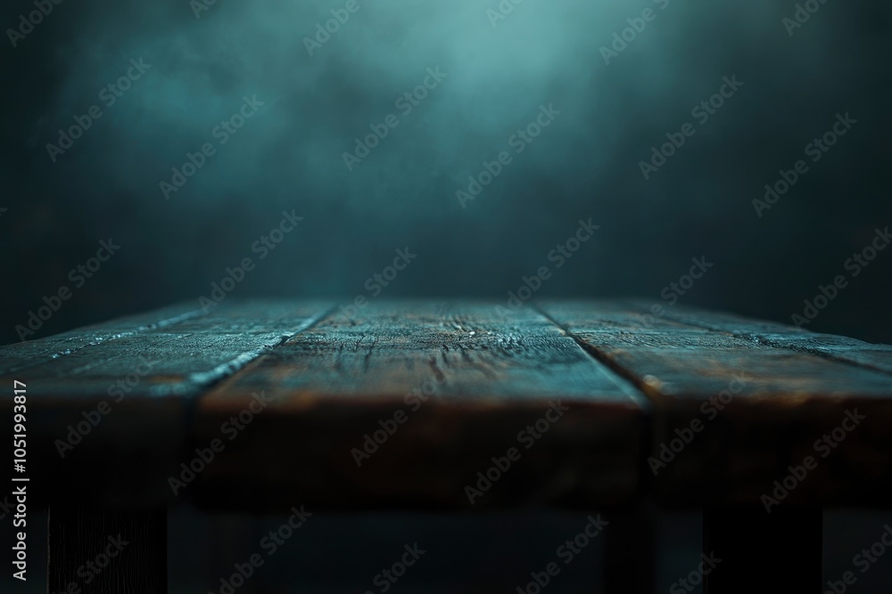 Wooden table in dark room background concept for advertising Wooden table in dark room background concept for advertising