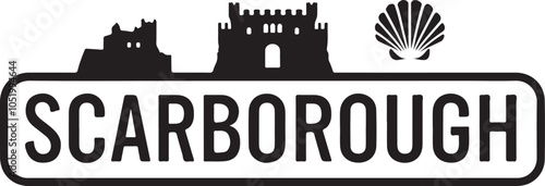 Scarborough England Retro Typography Sign Vector