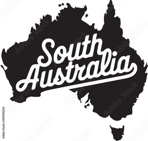 South Australia Map Retro Typography Vector