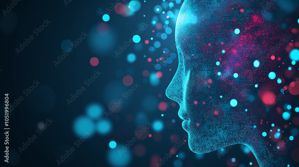 Abstract digital profile of a human head made of blue and red light particles, symbolizing AI and technology.
Abstract digital profile of a human head made of blue and red light particles, symbolizing AI and technology.