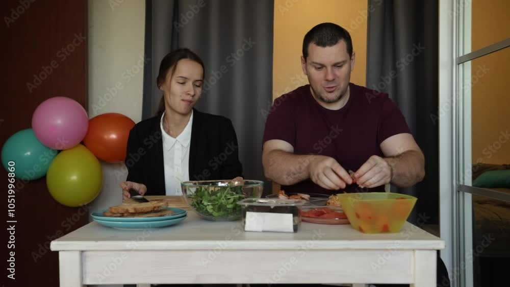 family dinner, father and daughter preparing food for the holiday, cooking seafood in the kitchen family dinner, father and daughter preparing food for the holiday, cooking seafood in the kitchen