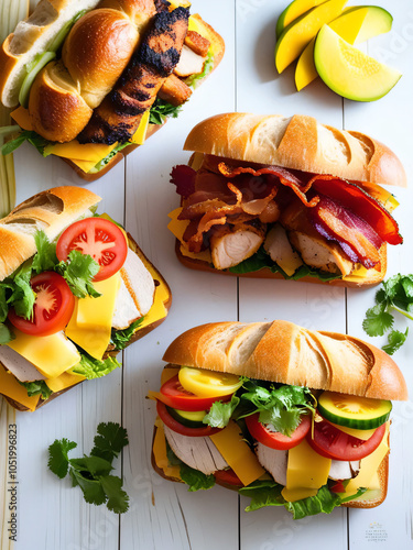 These sandwiches have crispy bacon, cheese, and tomato. photo