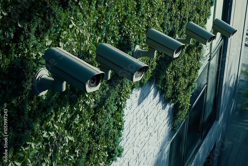 A security system for a house / home - a cctv camera facing a toll booth with a background of green plants