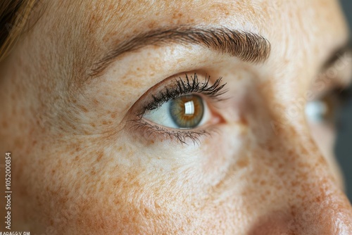 Closeup of a face with age spots and dull skin, transitioning to radiant, eventoned, youthful skin after using an antiaging cream Professional beauty shot photo