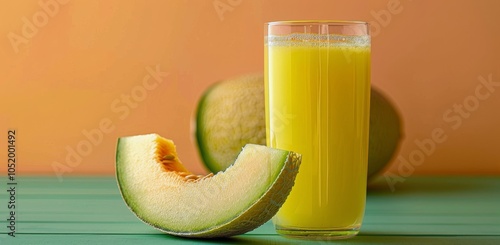 Refreshing Iced Melon Drink With Slices of Ripe Melon