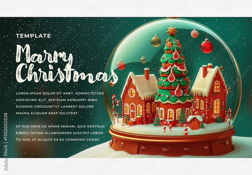 Holiday Temolate Holiday & Winter Templates: Snow Globes with Christmas Trees for a ...