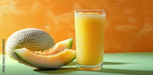 Refreshing Iced Melon Drink With Slices of Ripe Melon