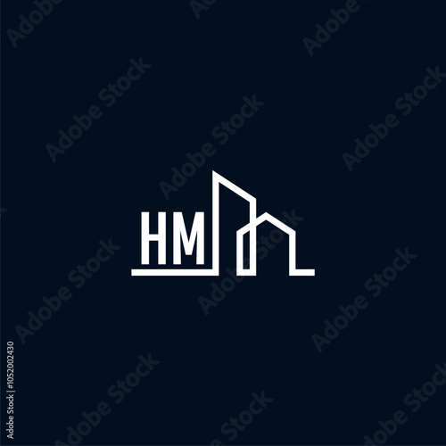 HM initials a sleek and modern logo showcases abstract architectural shapes, emphasizing creativity and innovation in building design against a dark background