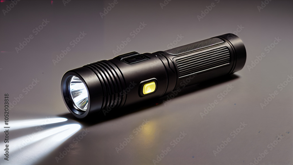 Black Flashlight with Bright Yellow Light: Cylindrical Tool for Illumination, Safety and Hope in the Dark, With Textured Handle, Button and Charging Cable, Perfect for Camping and Emergencies Black Flashlight with Bright Yellow Light: Cylindrical Tool for Illumination, Safety and Hope in the Dark, With Textured Handle, Button and Charging Cable, Perfect for Camping and Emergencies