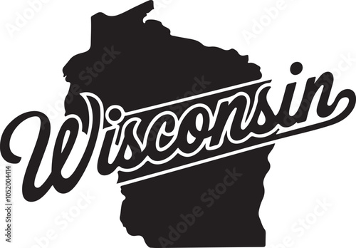 Wisconsin State Shape Retro Typography Vector