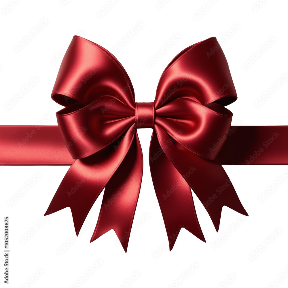 Red bow and ribbon. Realistic holiday decoration