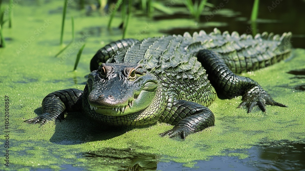 Fototapeta premium alligator in the swamp