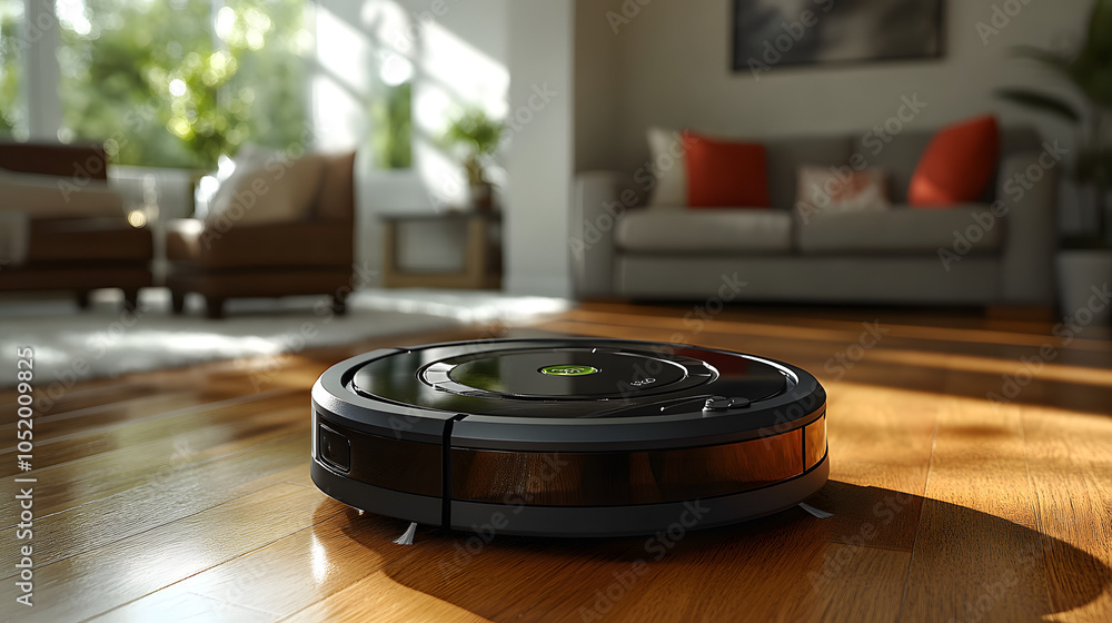 A Robotic Vacuum Cleaner Moving Across a Hardwood Floor, Efficiently Picking Up Dust and Debris – Smart Home Cleaning Technology Offering Convenience and Automation
A Robotic Vacuum Cleaner Moving Across a Hardwood Floor, Efficiently Picking Up Dust and Debris – Smart Home Cleaning Technology Offering Convenience and Automation