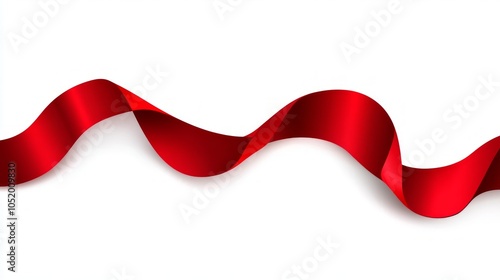 A flowing red ribbon on a white background.