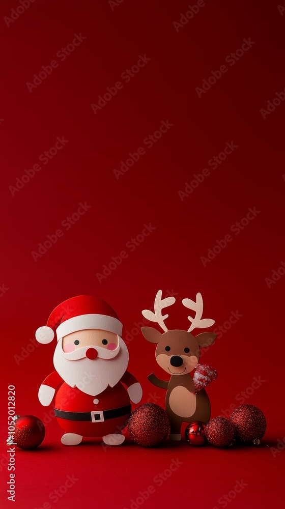 Fototapeta premium Santa Claus and reindeer, festive decoration