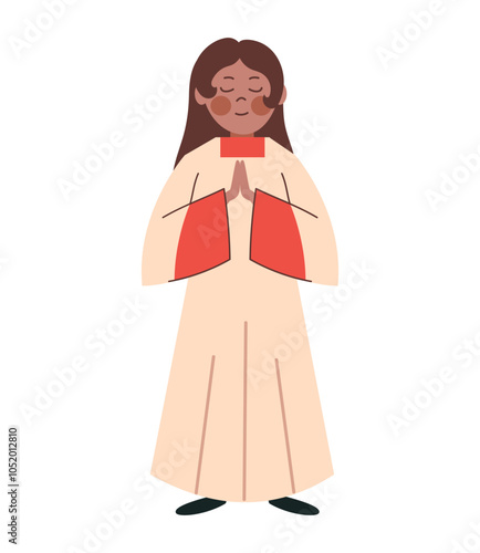 altar server girl in white alb