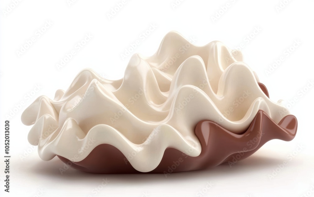An artistic ceramic bowl featuring wavy patterns in a blend of cream and chocolate colors, perfect for home decor or table centerpiece. An artistic ceramic bowl featuring wavy patterns in a blend of cream and chocolate colors, perfect for home decor or table centerpiece.